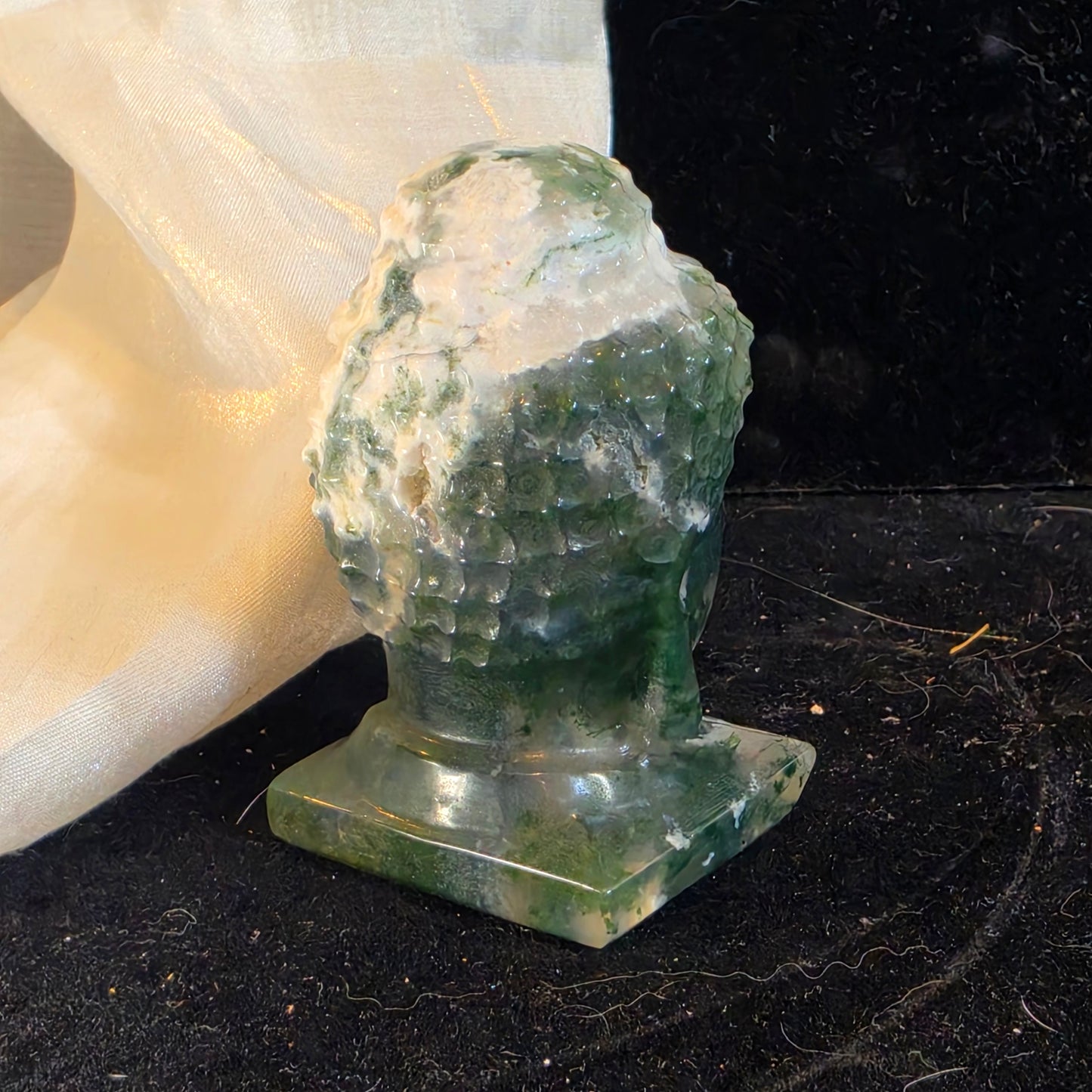 Moss agate buddha 1