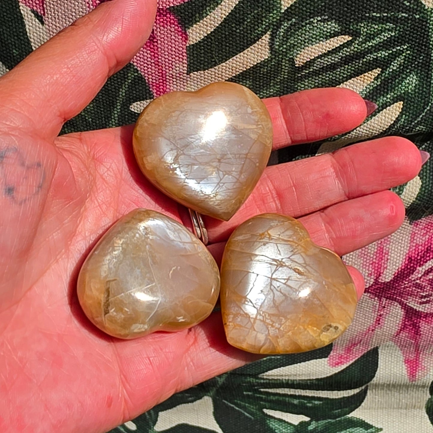 Peach moonstone heart