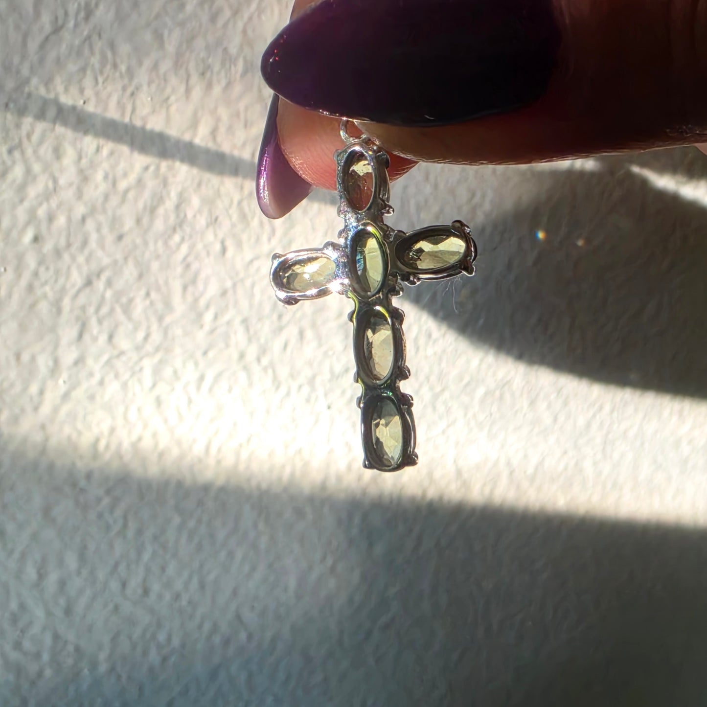 Moldavite cross pendant 1