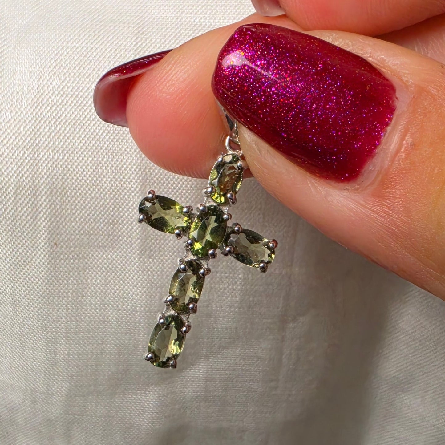 Moldavite cross pendant 1