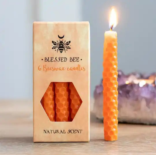 Blessed bee candle orange