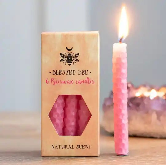 Blessed bee candle pink