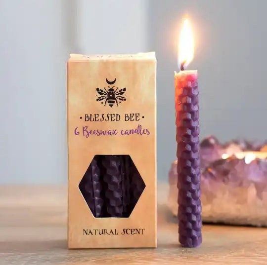 Blessed bee candle purple