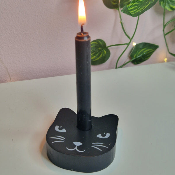Candle holder black cat