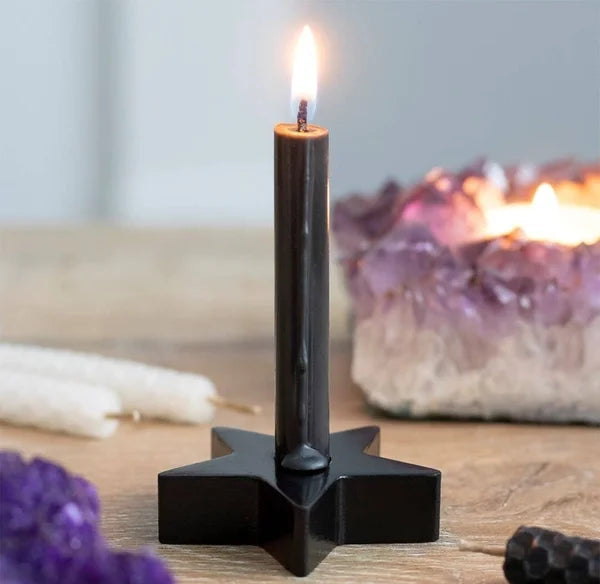 Candle holder black star