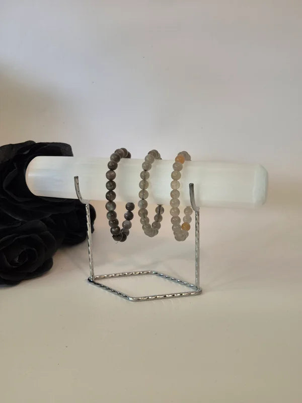 Selenite bracelet holder silver