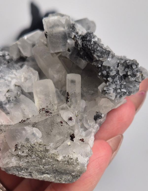 Calcite on black barite 4