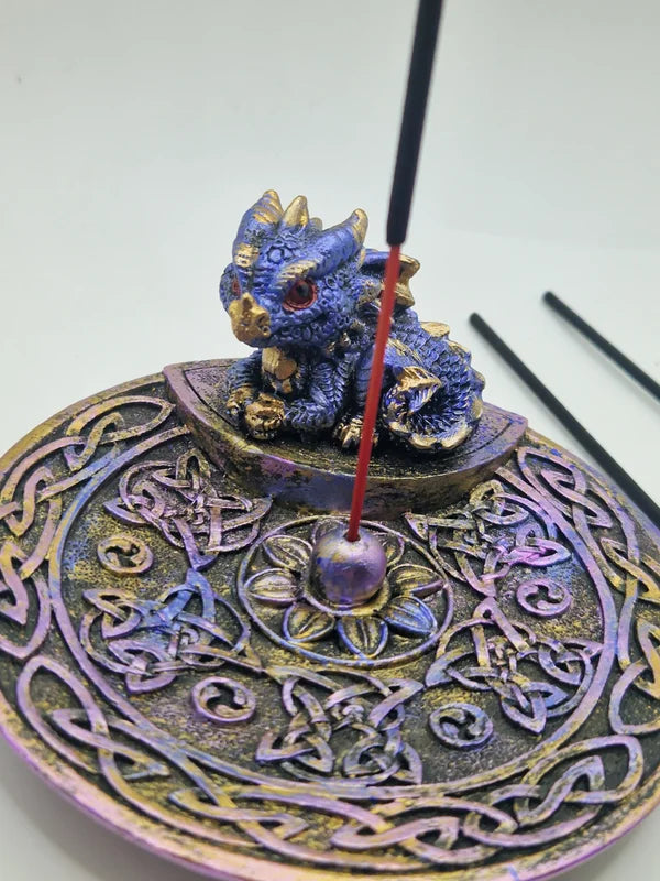 Incense holder dragon blue