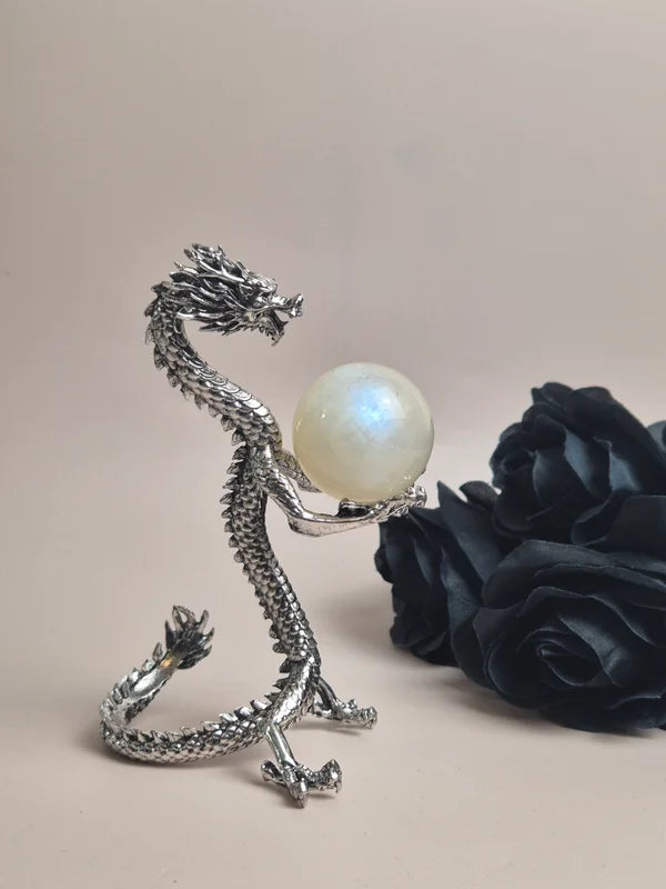 Dragon sphere holder silver