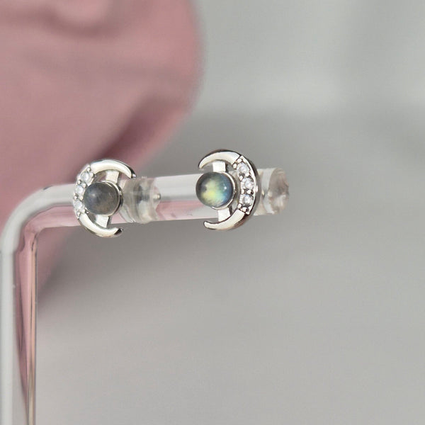 Labradorite studs moon