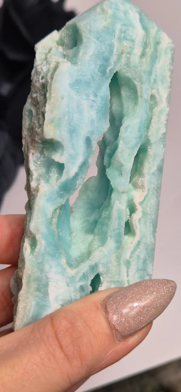 Blue hemimorfite tower 3