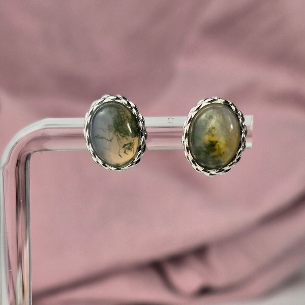 Moss agate studs 2
