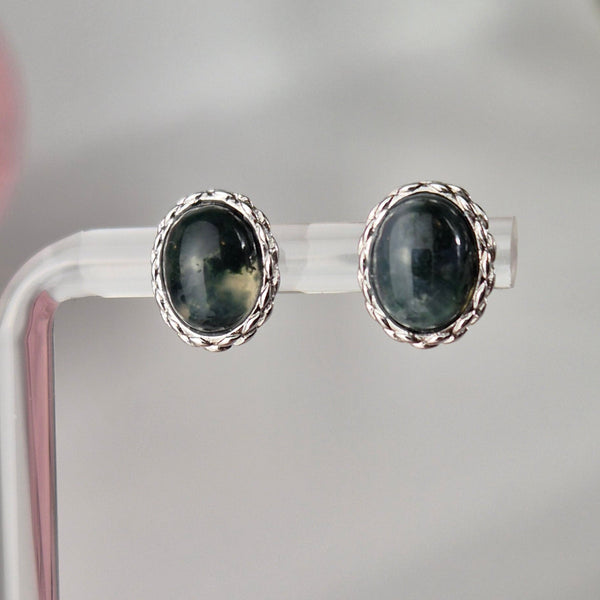 Moss agate studs 5