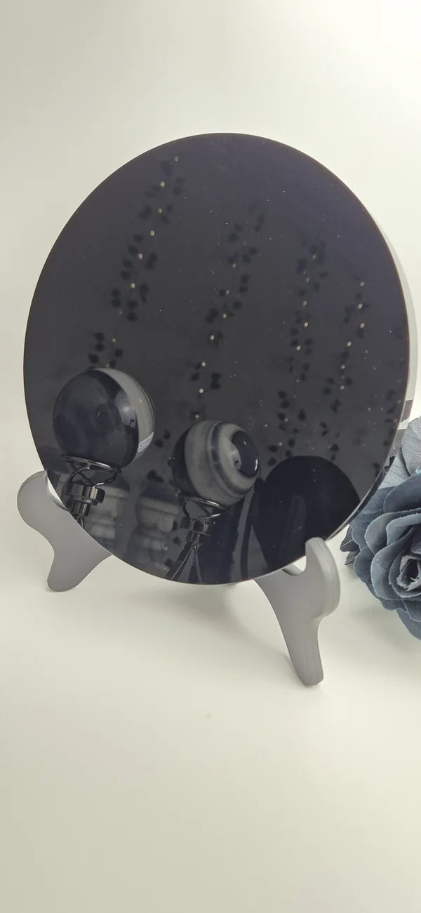 Black obsidian scrying mirror big