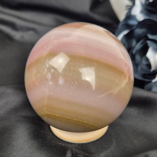 Pink "jelly" agate sphere 3