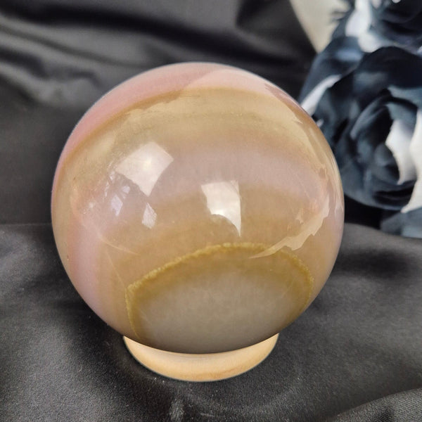 Pink "jelly" agate sphere 3