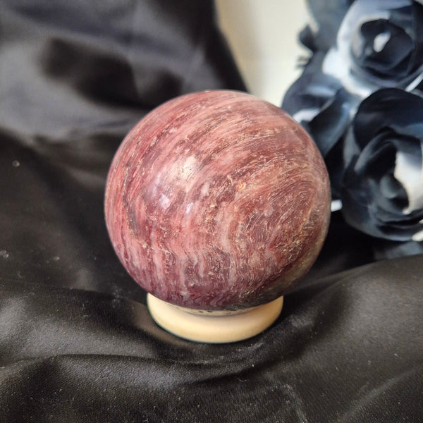 pink mica in quarts sphere 5