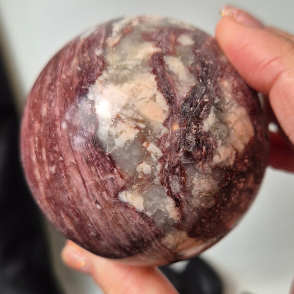 pink mica in quarts sphere 2