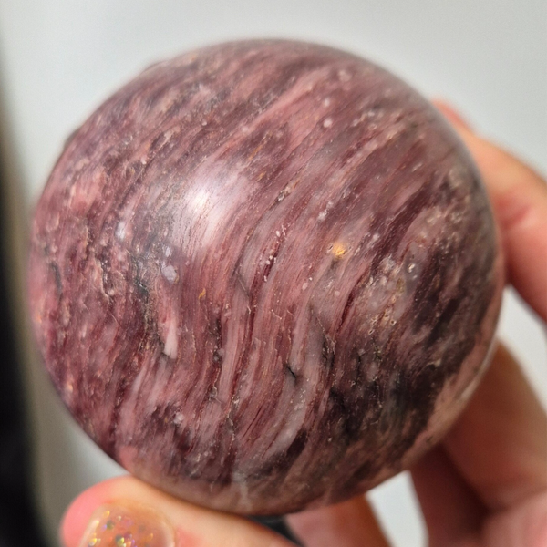 pink mica in quarts sphere 1