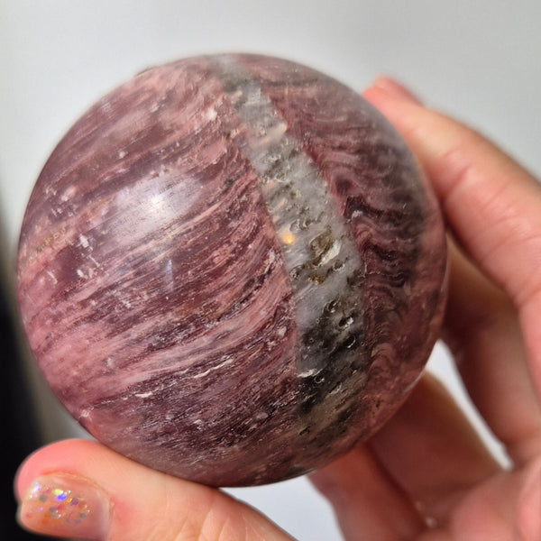 pink mica in quarts sphere 5