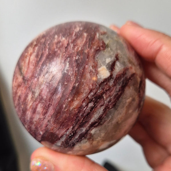 pink mica in quarts sphere 4