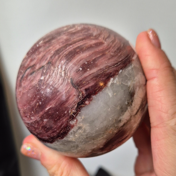 pink mica in quarts sphere 3