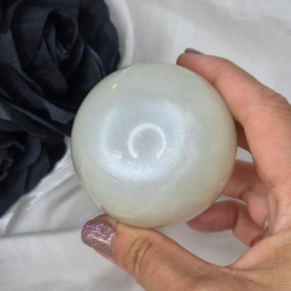 Sage green moonstone sphere
