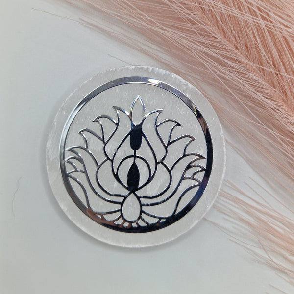 Selenite plate flower of life small