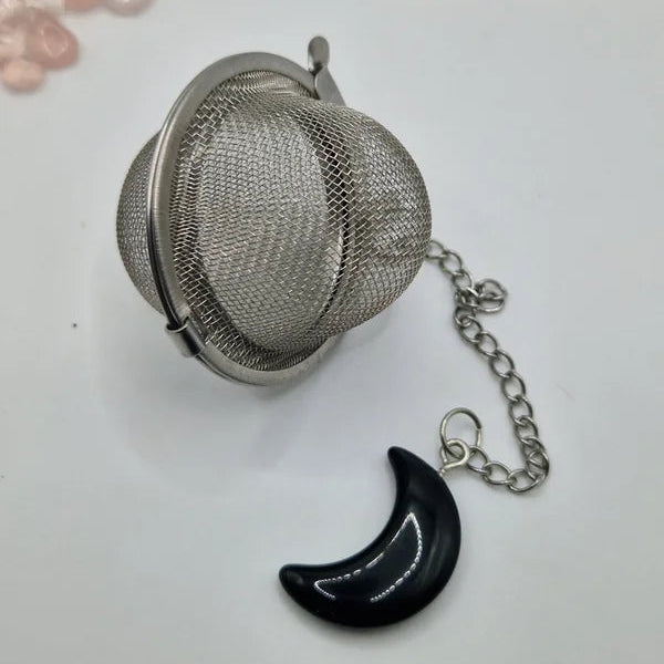Tea sifter Black obsidian moon