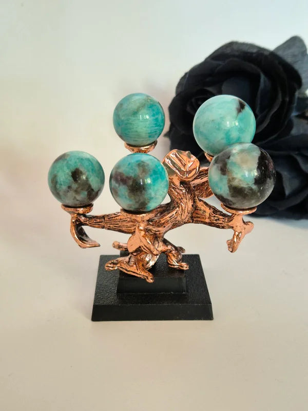 Mini sphere holder tree bronze