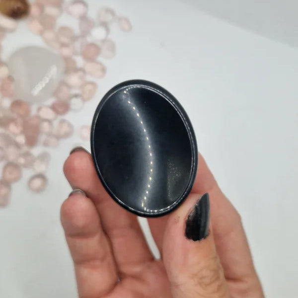 Black obsidian worry stone