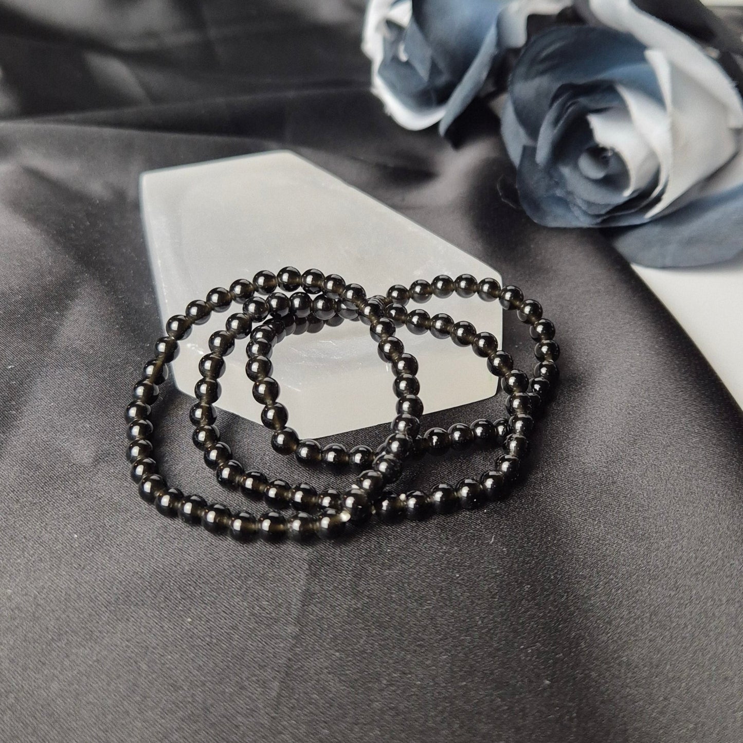 Black obsidian kids bracelet
