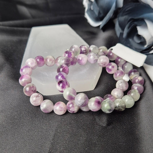 Colourful feather fluorite bracelet