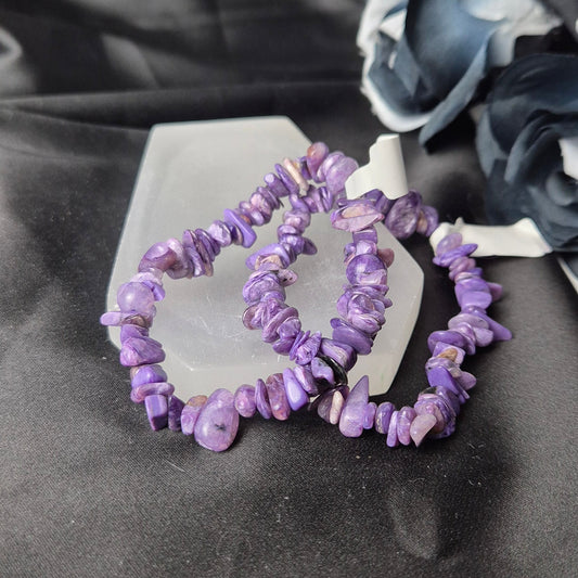 Charoite chip bracelet