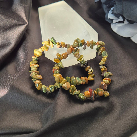 Rainforrest jasper chip bracelet