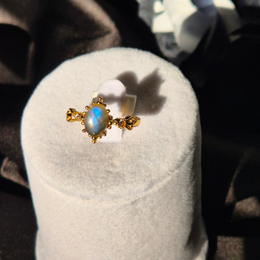 Labradorite ring "Fems"goldplated 2