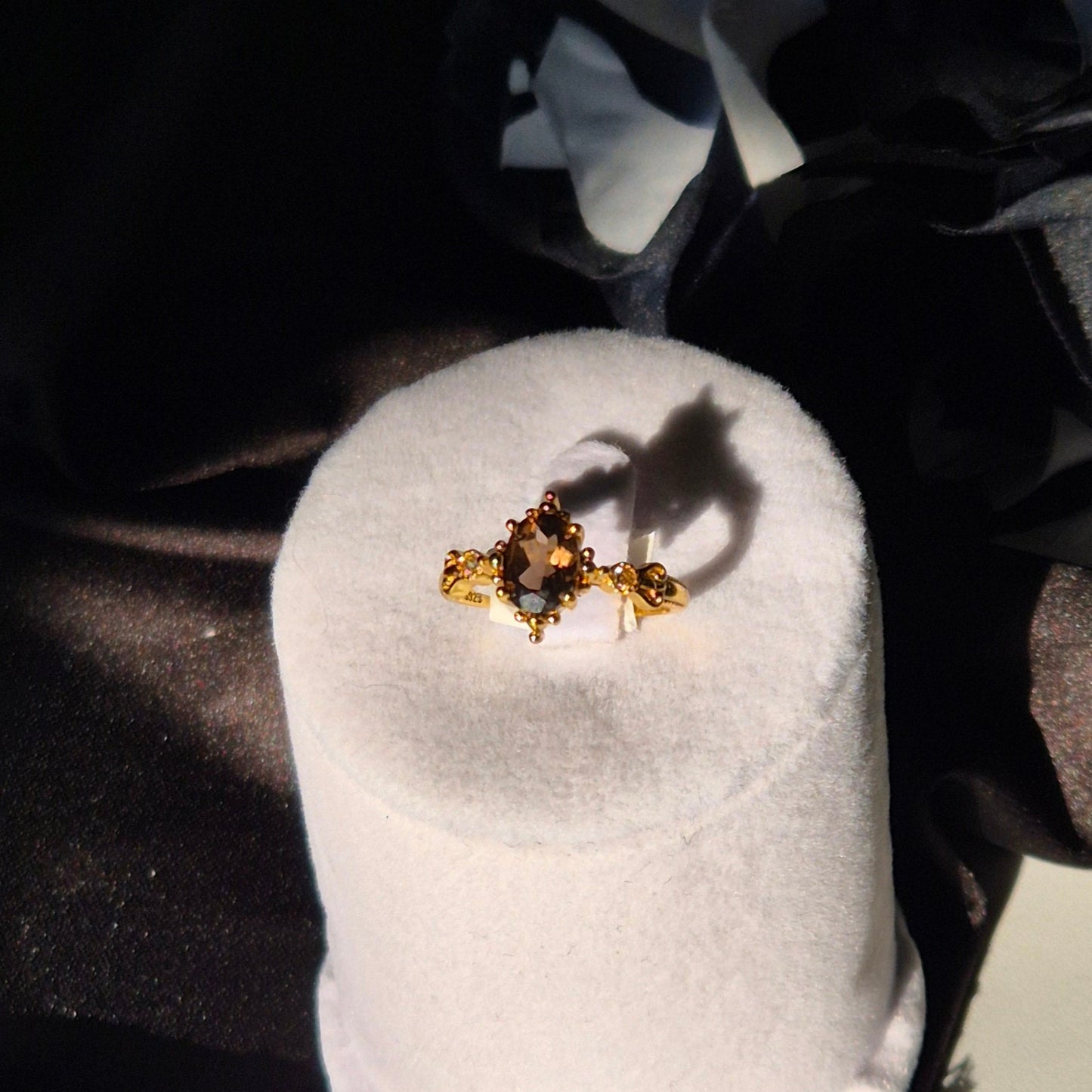 Smokey quarts ring "Fems" goldplated