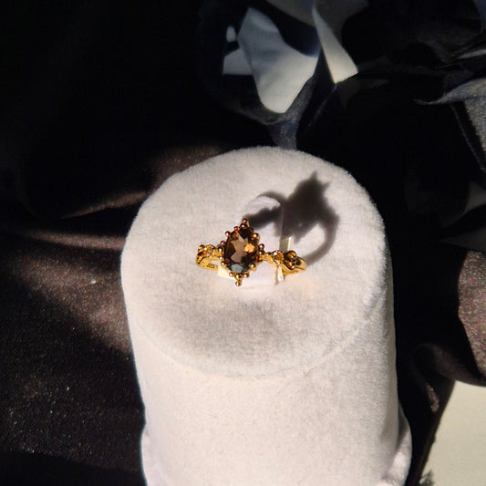 Smokey quarts ring "Fems" goldplated