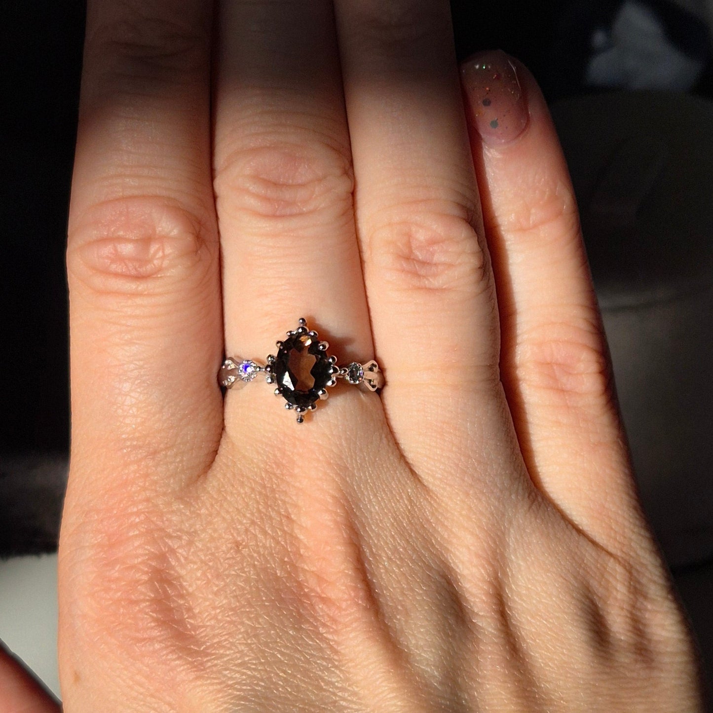 Smokey quarts ring "Fems" silver