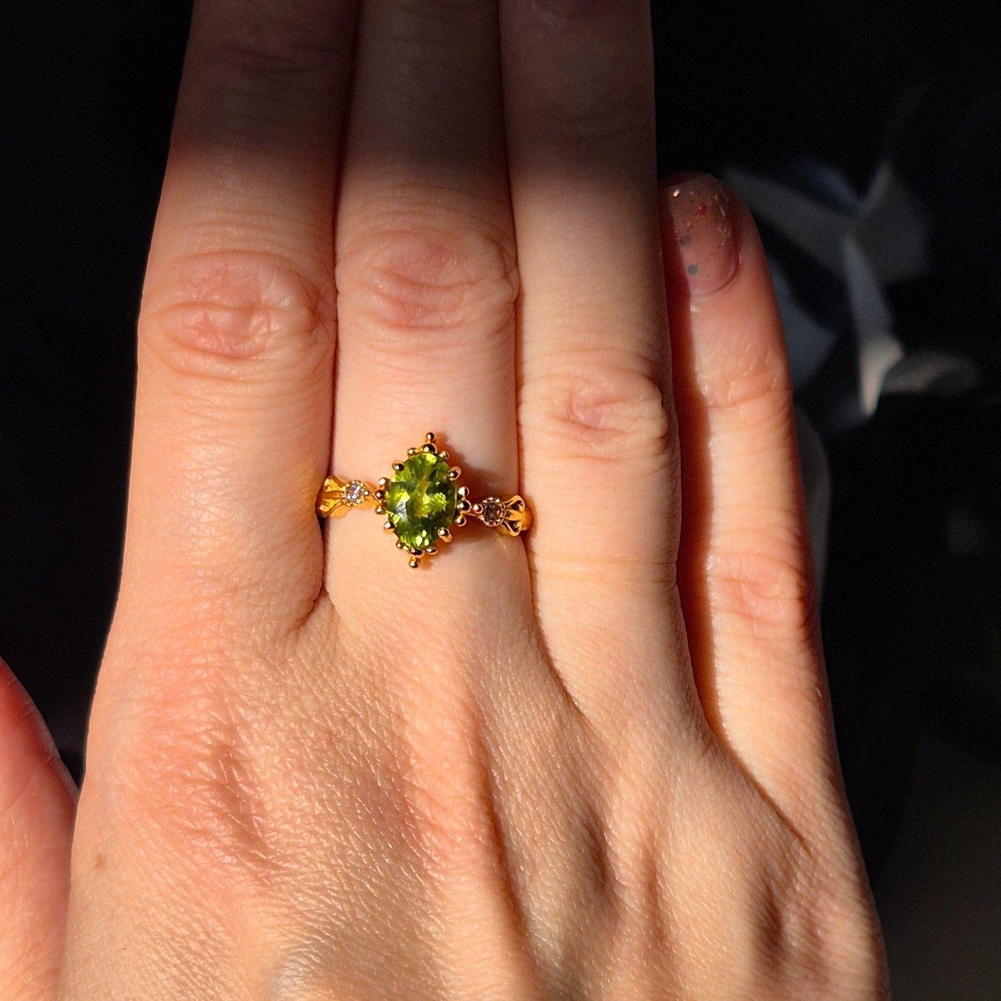 Peridot ring "Fems" goldplated
