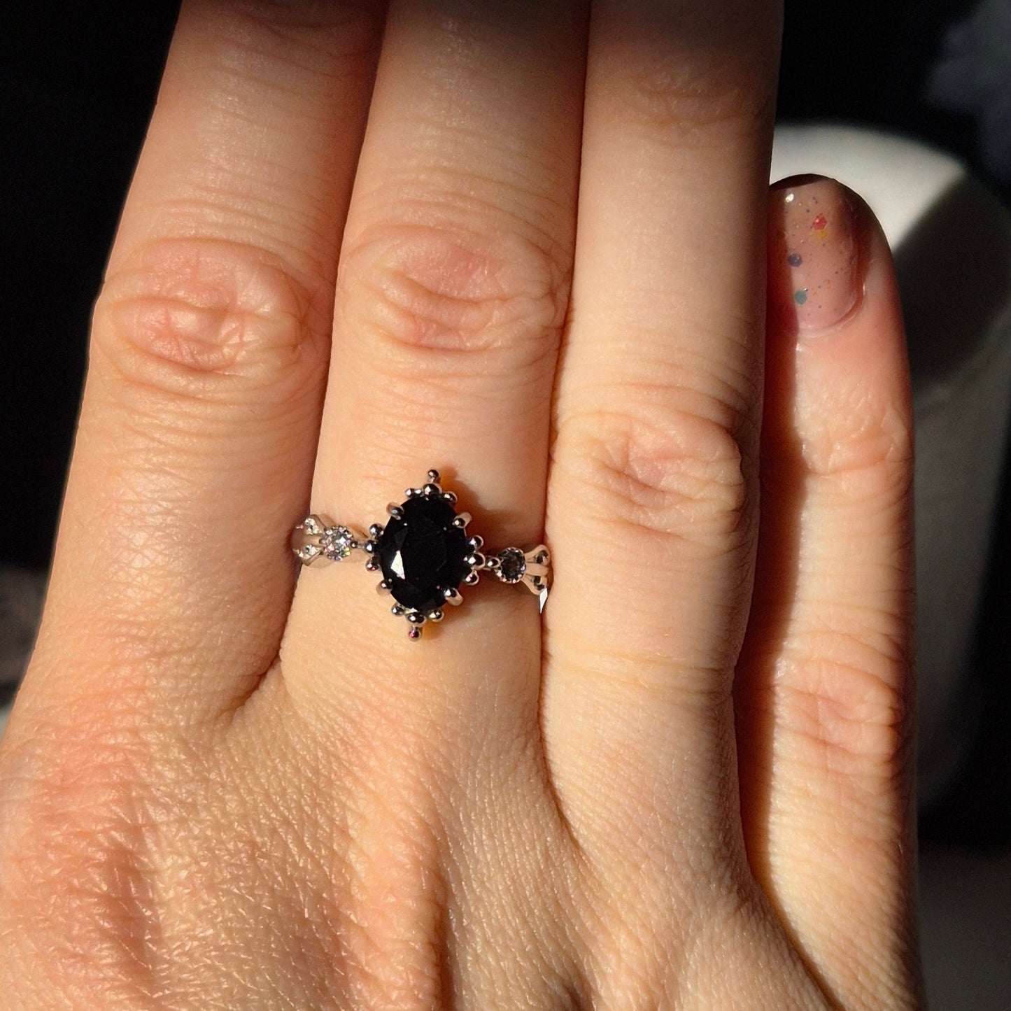 Black spinel ring "Fems"silver
