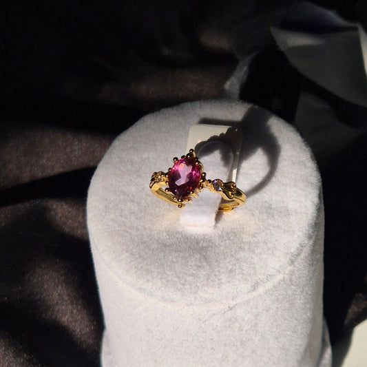 Pink topaz ring "Fems" goldplated