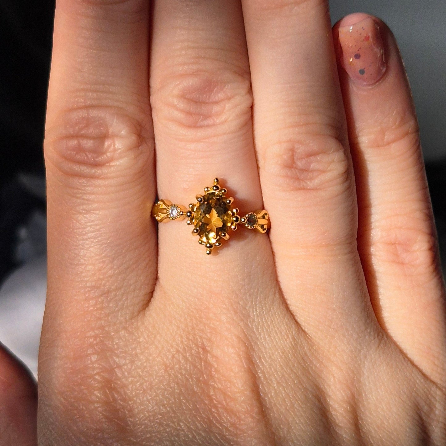 Citrine ring "Fems" goldplated