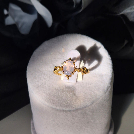 Lavender moon quarts ring "Fems" goldplated