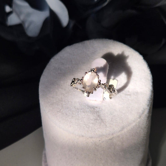 Rosequarts ring "Fems" silver