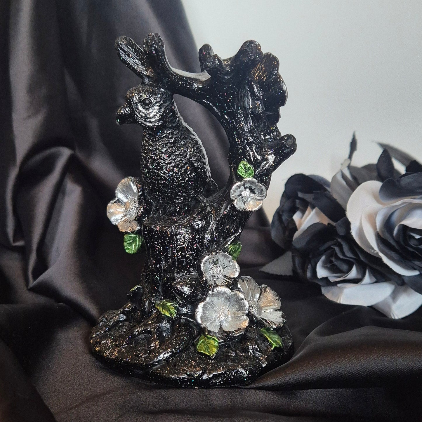 Sphere holder bird black/silver