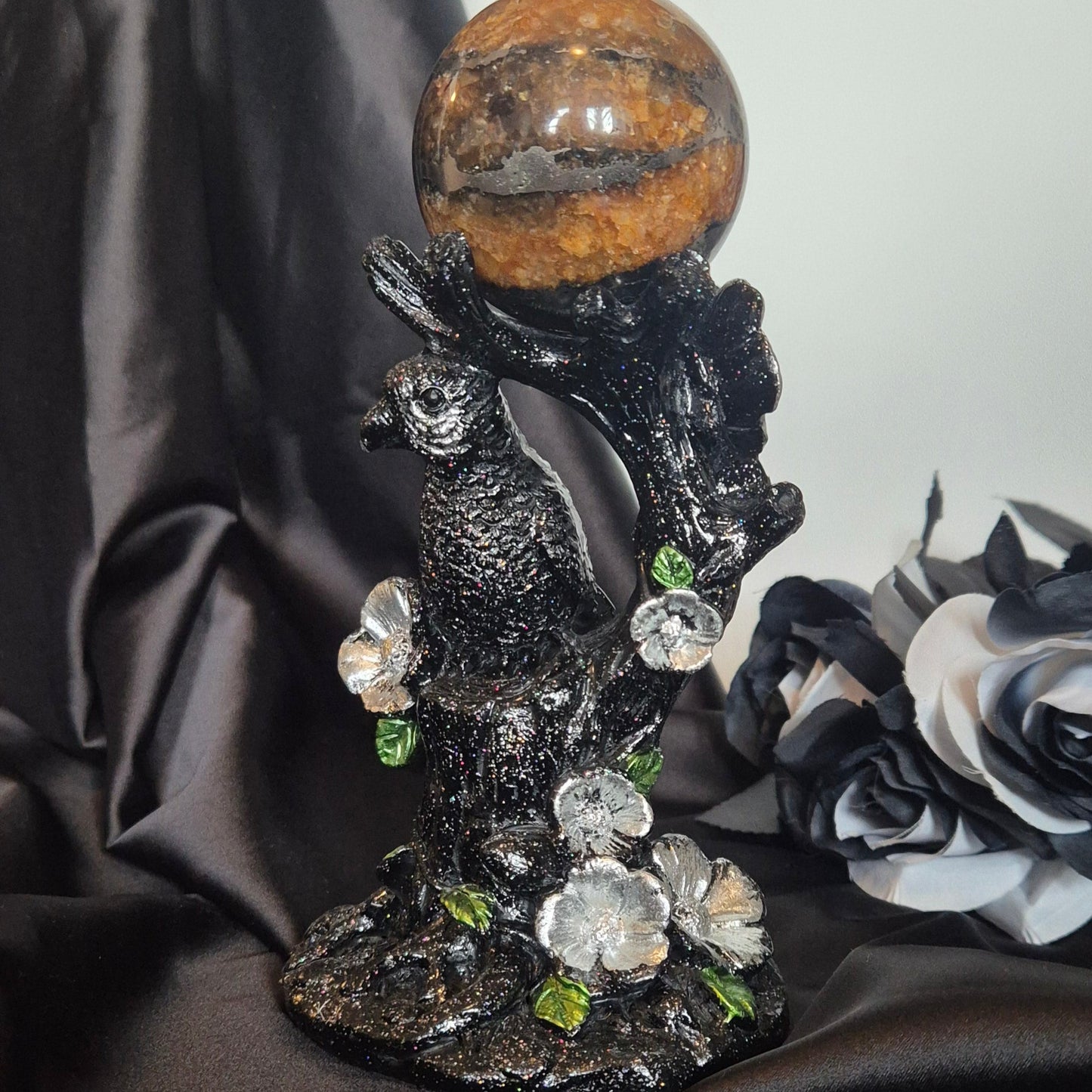 Sphere holder bird black/silver