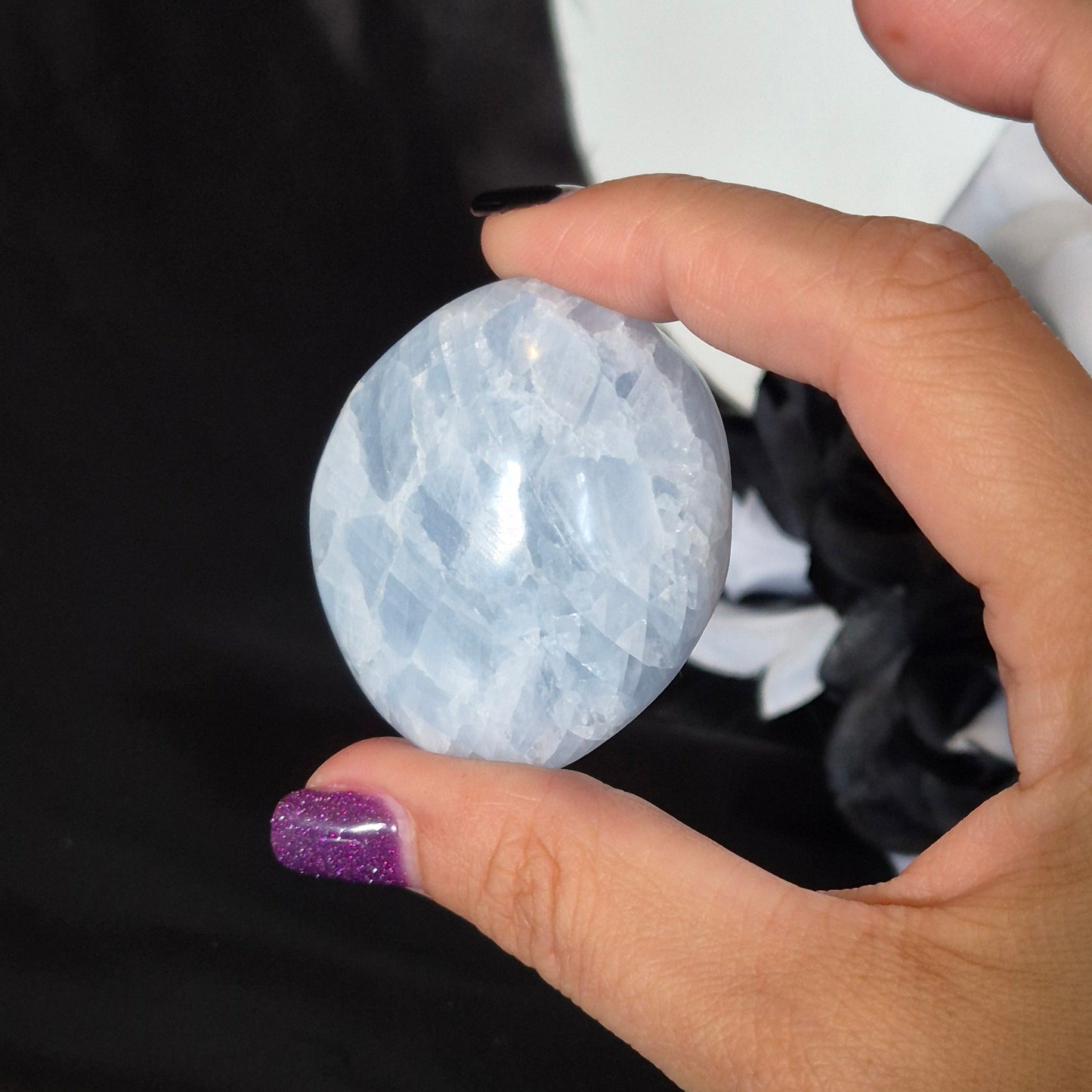 Blue calcite palmstone 3