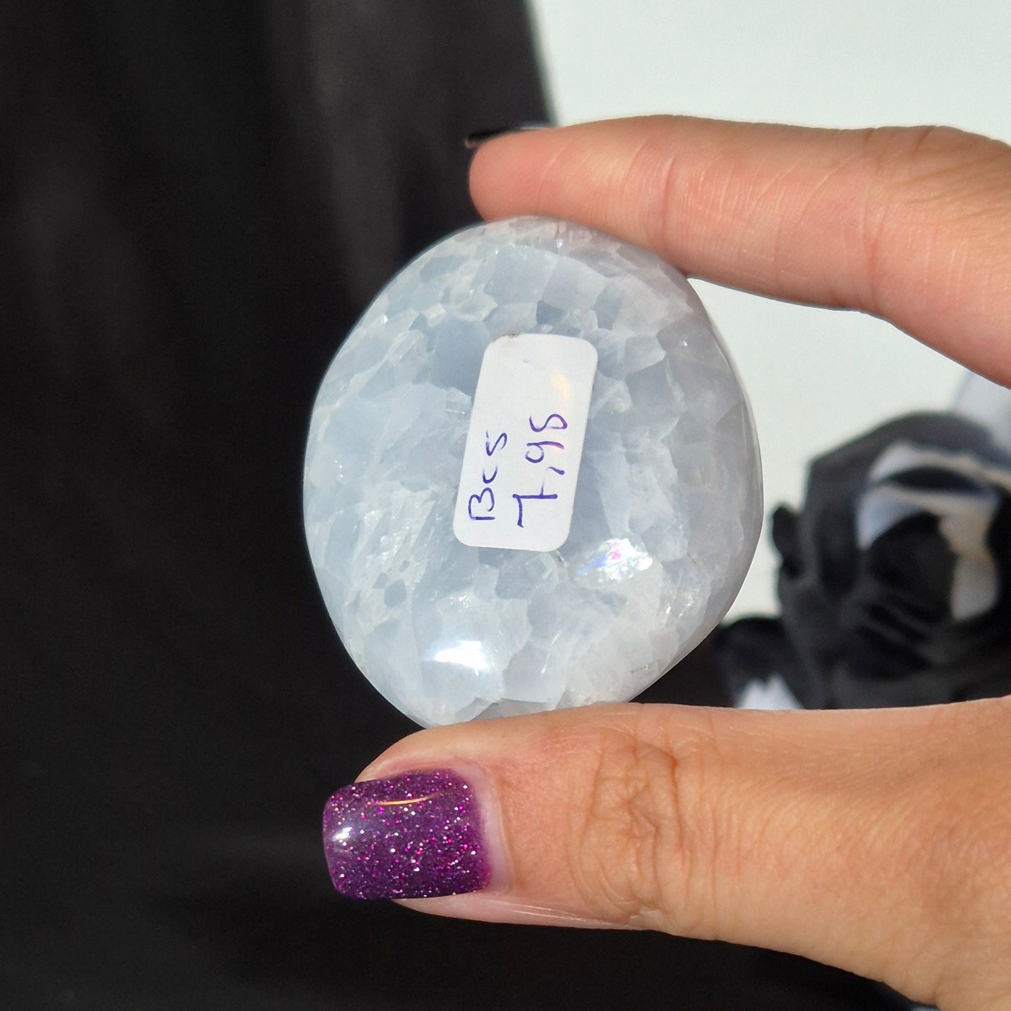 Blue calcite palmstone 5