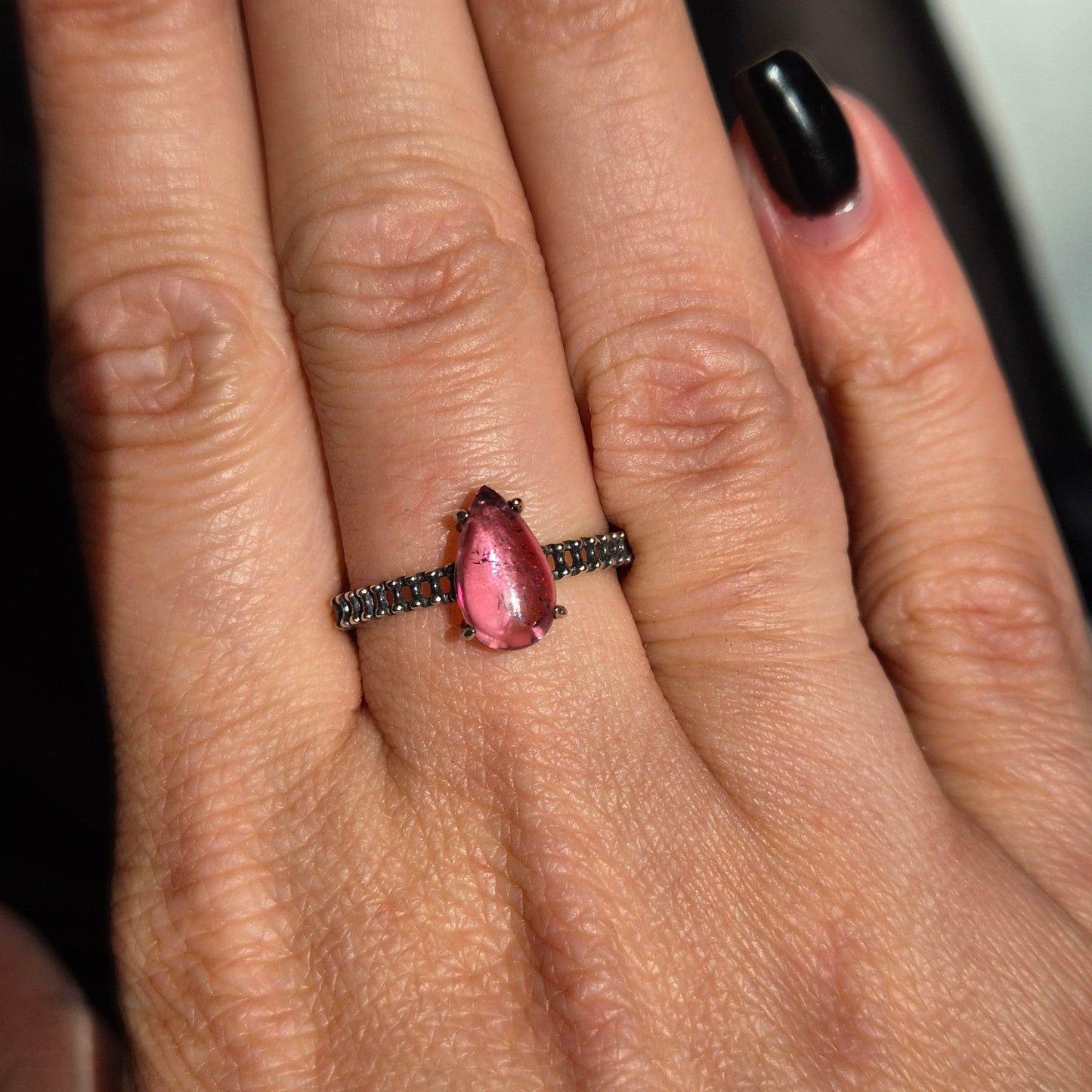 Pink tourmaline ring 7